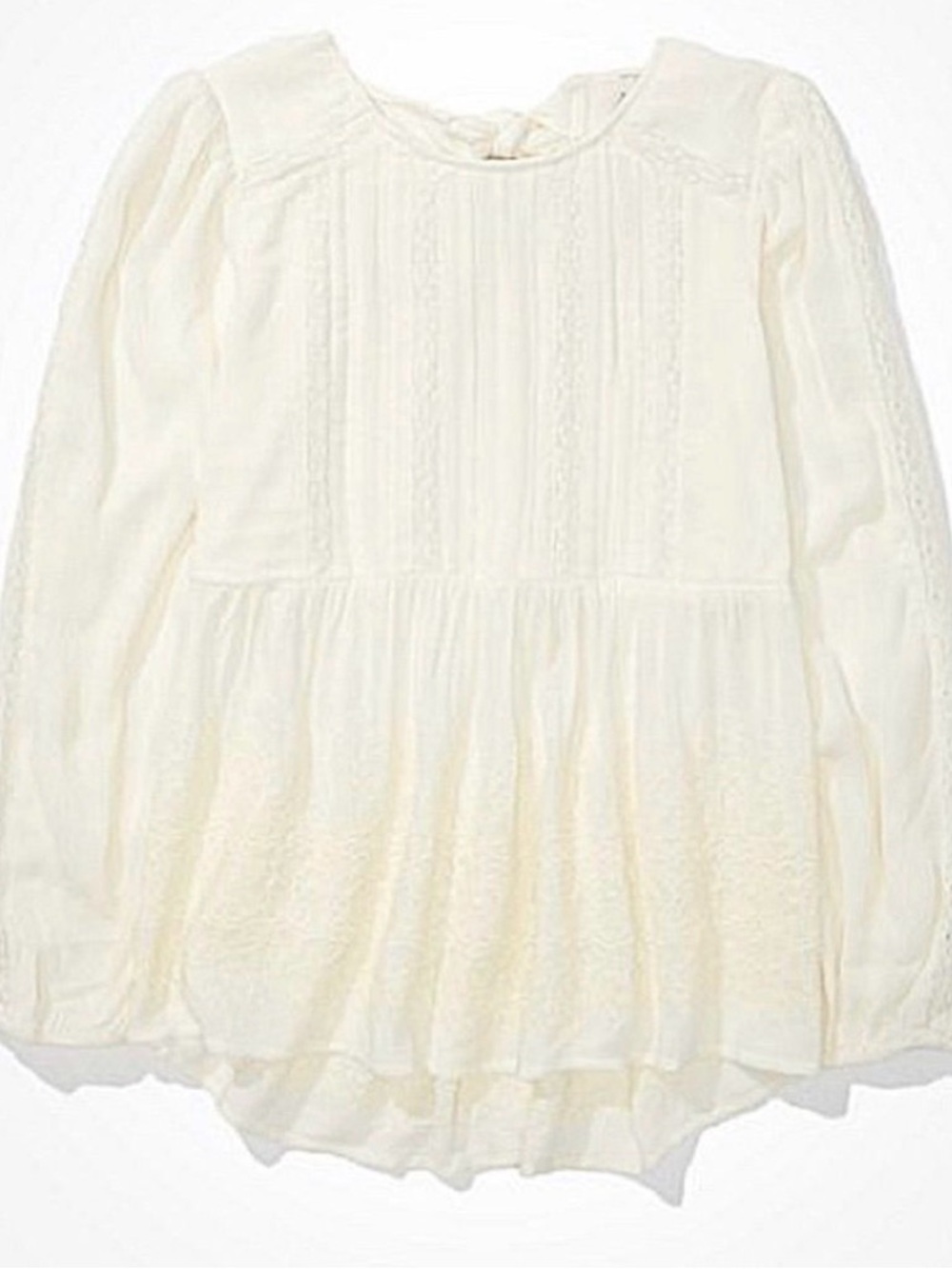 American Eagle Outfitters Ivory Blouse with Subtle Texture
